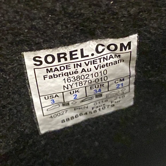 ๐ EUC! ๐ SOREL Joan of Artic Black Waterproof Boot, Youth Little Kid Size 3 - Picture 5 of 6